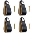 thumbnail image 1 of Tiradores de cajón de cuero 4 piezas Tiradores de gabinete negros Tiradores de gabinete de cuero con tornillos de 22 mm Manija de cuero para gabinete, cocina y puerta ZefeiWu 8390606922526, 1 of 1