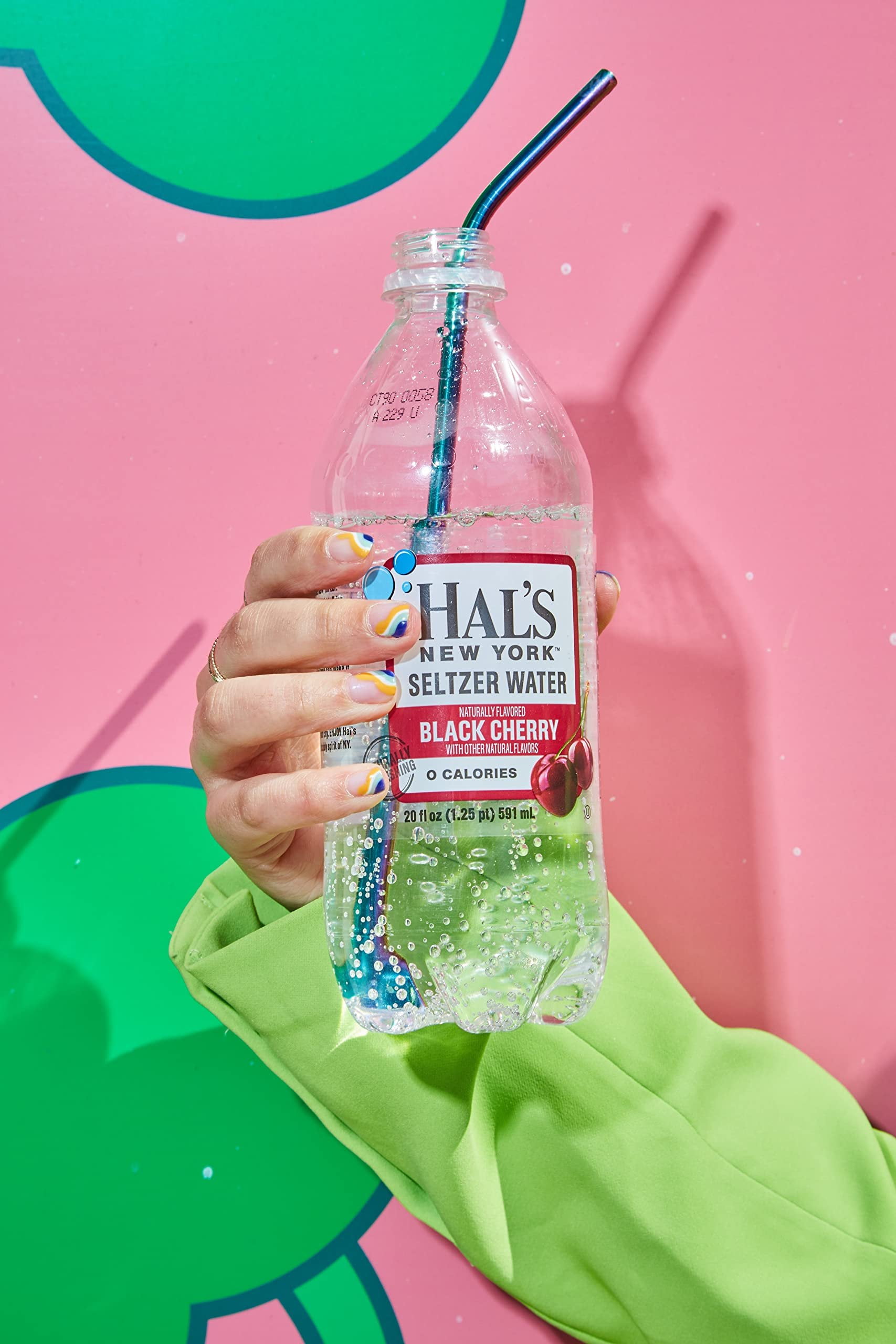 Hal's New York Seltzer Carbonated Black Cherry Flavored Sparkling Water, Zero Sugar, Zero Calorie, Zero Carbs, 20 Fl Oz Pack of 24