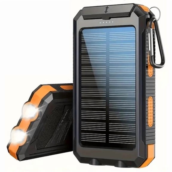 Kenro KNR-E-1058-ORG Solar Power Bank 20000mAh Dual USB Portable Charger with LED Flashlight & Compass - Orange