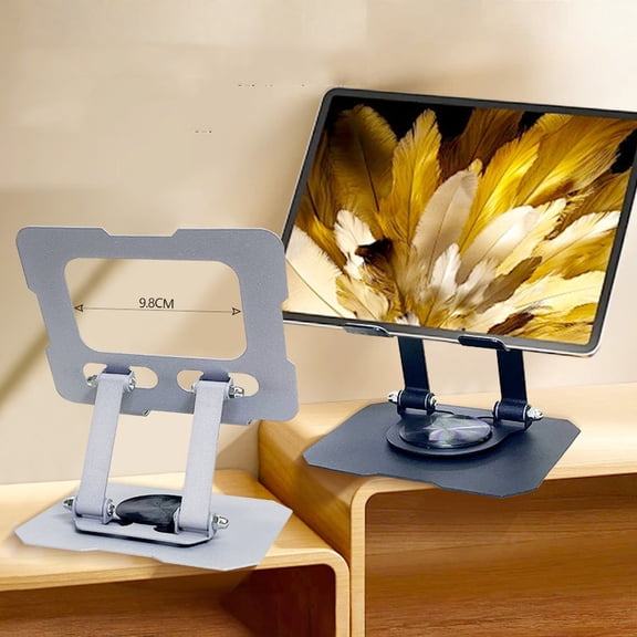 Stand Holder Adjustable Tablet Stand for Desk, 360 Rotating Adjustable Aluminum Holder for Pad , Foldable Desktop Mount for 4-13 inch Tablets, Portable Tablet Holder Black