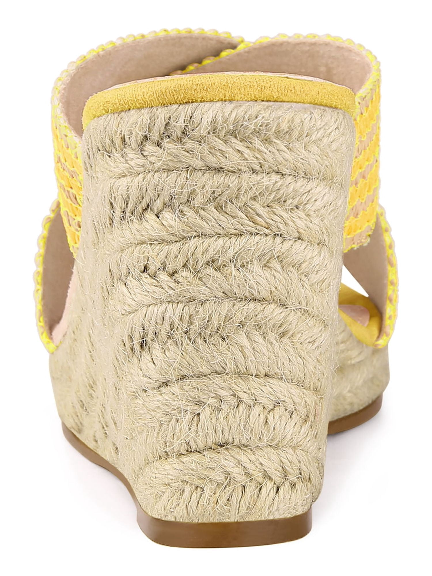 DARING DIVA Women's Crisscross Strap Platform Slides Wedge Sandals Yellow 7