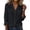Black, variant on Women's Long Sleeve Shirt, Small V Neck Button Up Cardigan Style with Chest Pocket, Casual Loose Fit Blouse for Daily Wear, Office Outfits and Spring Summer Essential Wardrobe-Black