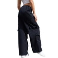 thumbnail image 2 of Pantalones cargo COPYLEAF, pantalones cargo para mujer, cintura baja, negros, 2 of 5