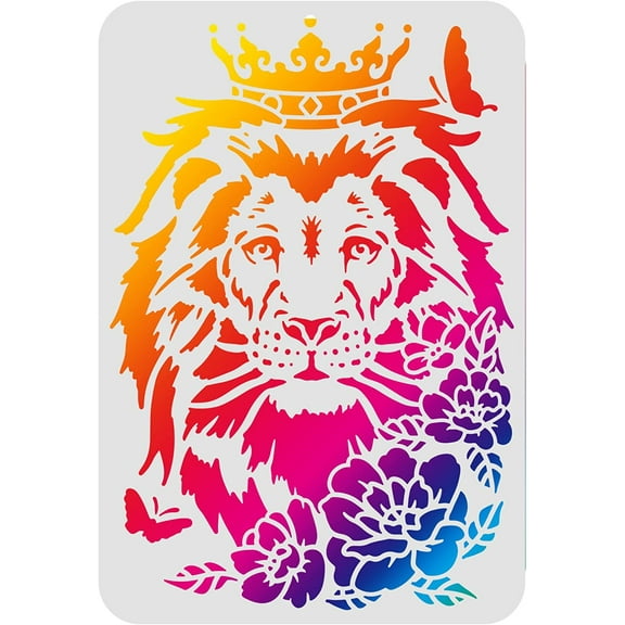 Lion Head Stencil Template 11.7x8.3 inch African Big Cat Wild Animal Reusable Drawing Painting Stencil for Painting on Wood Furniture Walls Crafts DIY Paper and Fabric