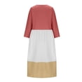 thumbnail image 4 of Birdeem Womens Spring and Summer Round Neck Solid Cotton and Linen Casual Contrast Stitching Shoulder Long Sleeved Dress, 4 of 6