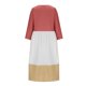 thumbnail image 4 of Puntoco Vestido De Manga Tres Cuartos Con Empalme De Color En Contraste Informal De Algodón Y Lino De Color Sólido Con Cuello Redondo De Primavera Y Verano Para Mujer Rojo Xl, 4 of 6