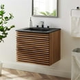 thumbnail image 2 of Modway Render 24" Modern Wood Wall-Mount Bathroom Vanity in Walnut/Black, 2 of 9