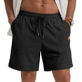 thumbnail image 6 of DPTALR George Men's Summer Corduroy Drawstring Shorts Loose Solid Color,Breathable & Durable for Outdoor Fitness & Beach,Black,Big and Tall Men XXL, 6 of 6