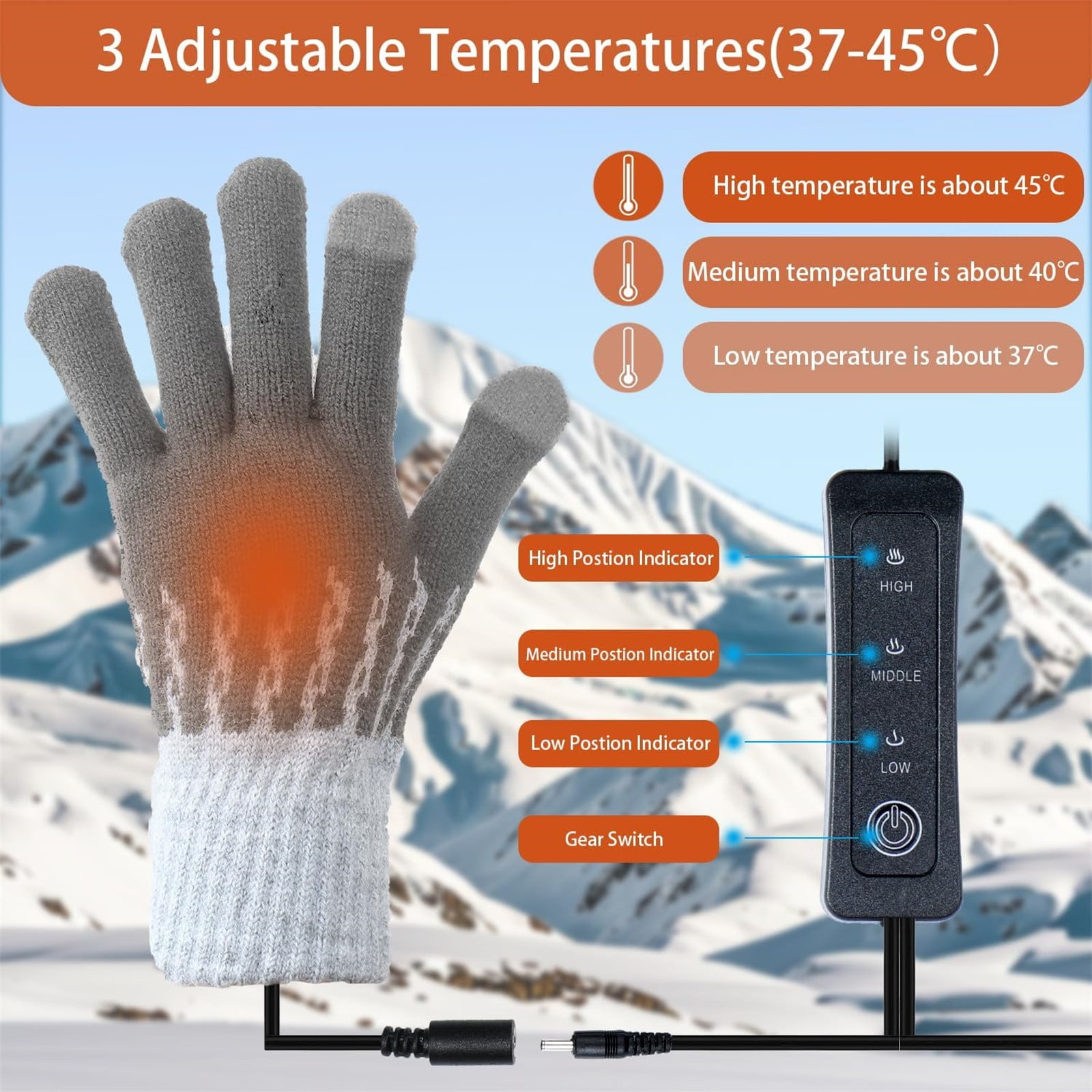 Heated Gloves for Men Women USB Electric Rechargeable - Winter Thermal Waterproof Warm Gloves for Outdoor Ski Snowboard Motorcycle, Cold Weather Gear, Holiday Gift Idea