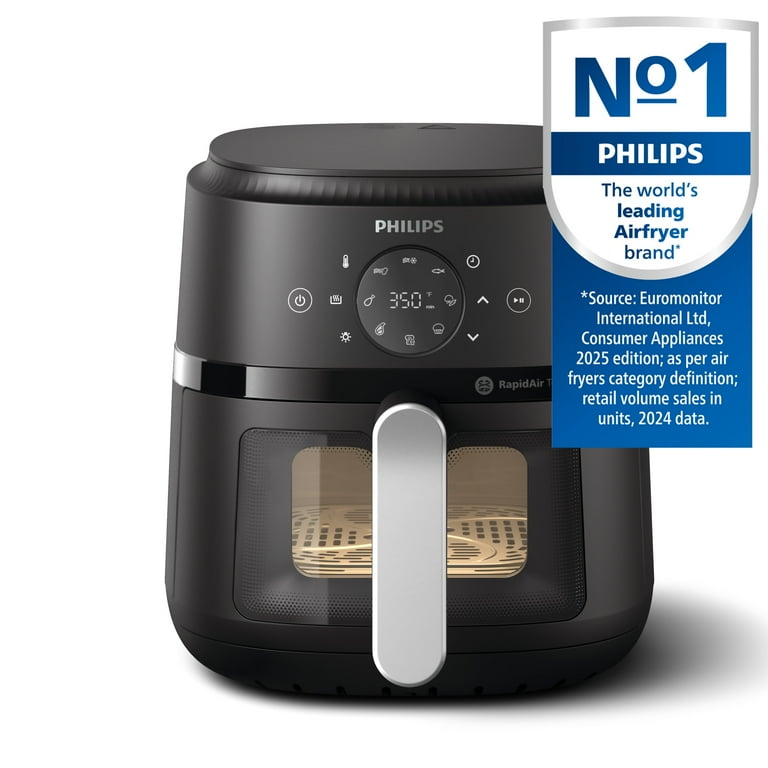 Philips 2000 Series Airfryer, 4.4 Qt Capacity, Black, Silver