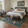 thumbnail image 3 of GENIMO 8'x10' Area Rug for Living Room, Large Machine Washable Non Slip Low Pile Rug for Bedroom Dining Room, Classic Floral, Forest Green, 3 of 6