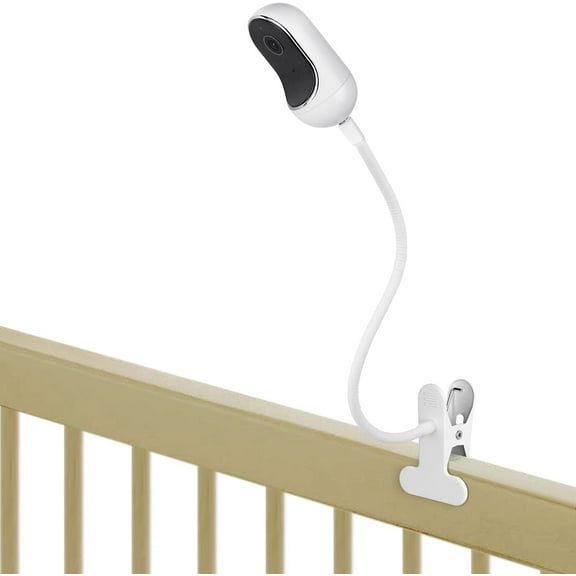 Flexible Clip Mount Compatible with , Motorola and Other Baby Monitor Camera with 1/4 Threaded Hole Without Tools or Wall Damage - White