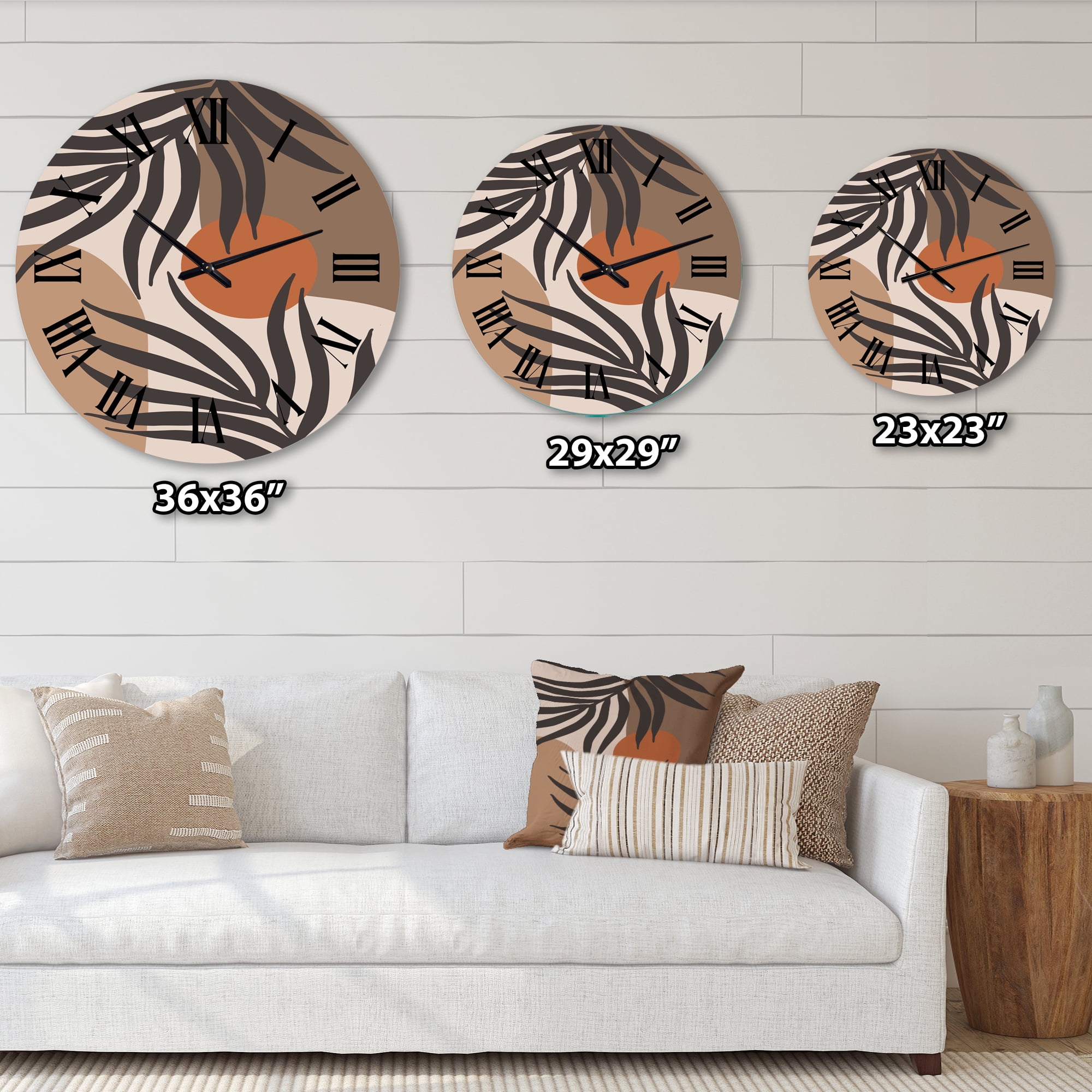 Designart 'Moon & Sun Shapes In Retro Terracotta Tones Iii' Modern Wall Clock