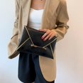 thumbnail image 3 of Sac à Main Rétro en Cuir pour Femmes Couleur Unie Enveloppe (Noir), 3 of 9