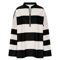 thumbnail image 3 of RQYYD Womens Stripes Shirts Half Zip up Sweatshirt Casual Oversized Color Block V Neck Long Sleeve Tunic Tops Y2K Fall Outfits for Women Blouses, 3 of 5