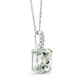 thumbnail image 2 of Gem Stone King 2.65 Ct Green Prasiolite White Created Sapphire 925 Sterling Silver Pendant with Chain, 2 of 5