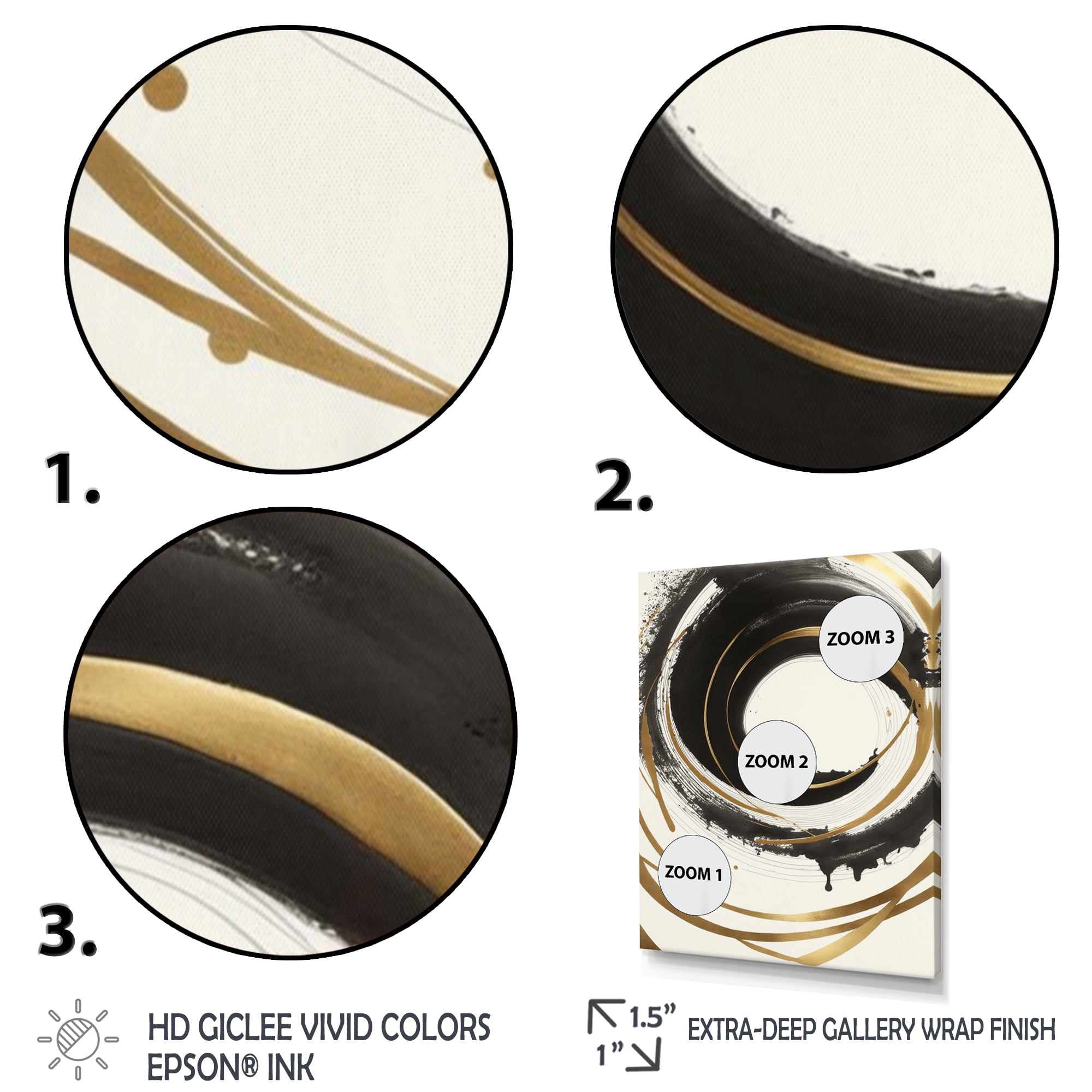 Designart Black And Gold Curves III Canvas Wall Art