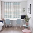 thumbnail image 5 of Blue Beige Farmhouse Kitchen Curtains 63 Inch Length, Vintage Wooden Striped Grommet Top Bedroom Living Room Curtains, Light Filtering Cafe Curtain Drapes 2 Panels Set 104''x63'', 5 of 9