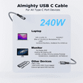 thumbnail image 4 of Cable de extensión USB 4K, cable tipo C macho a hembra, Ultra HD, 20 Gbps, 240 W, transmisión rápida de datos HD, 1 m, 4 of 5