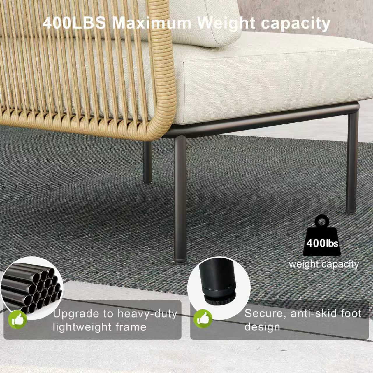 LayinSun 11 Pieces Aluminum Patio Furniture Set, Modern Modular Sectional Sofa with Coffee Table and Upgrade Thickness Cushion