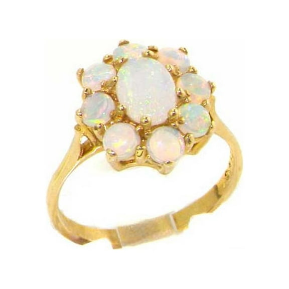 LBG British Made 10k Yellow Gold Natural Opal Womens Statement Ring - 33 size options - Size