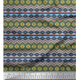 thumbnail image 1 of Soimoi Blue Japan Crepe Satin Fabric Aztec Geometric Print Fabric by the Yard 42 Inch Wide, 1 of 3
