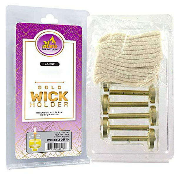 Ner Mitzvah Gold Wick Holder - 9 Large Holders and 50 Wicks - for Oil Cup  Candle Lighting, Multipurpose - Tzinores - Walmart.com