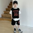 thumbnail image 2 of oqasdz Boys Summer Outfits 2 Piece Set Casual Short Sleeve Letter Print Sports Athletic T Shirts and Shorts For Toddler Kids/6-12 Months, 2 of 4
