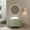 30''White Stripe Vessel, variant on LHSHID 30"Bathroom Vanity with Sink,Freestanding Bathroom Storage Cabinet with 2 Doors,White Round Ceramic Basin with Stone Pattern and White Counter Top,No Faucet,Light Green Color