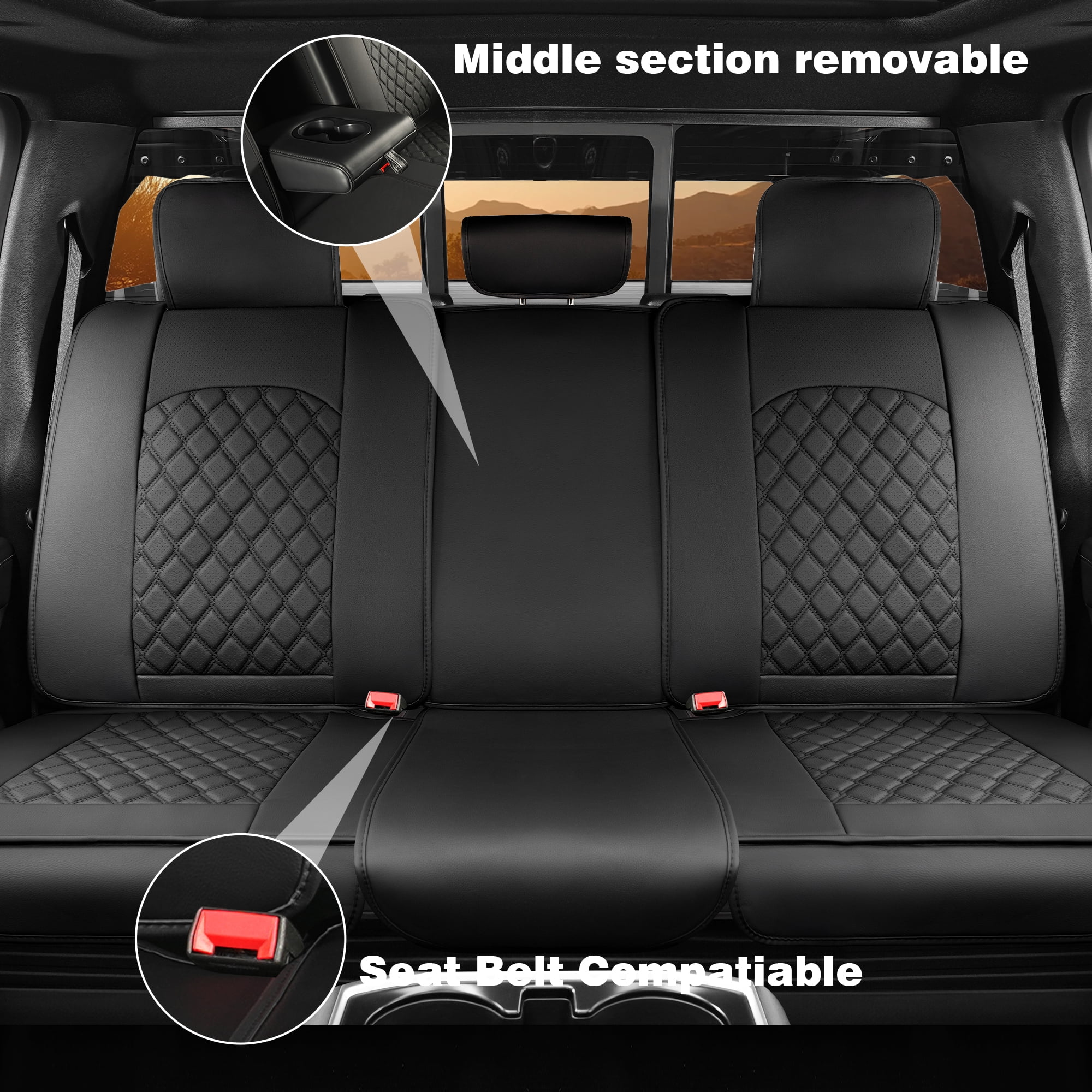 LINGVIDO F-150 Waterproof Faux Leather Automotive Seat Covers Fit for Ford 2009-2026 F150 F250 F350 F450 Super Duty Crew Cab XL XLT Lariat King Ranch Platinum