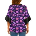 thumbnail image 3 of Women's Halloween Pumpkin Print Ruffle Sleeve Blouse, Festive Button Down Top for Parties, Comfortable Loose Fit Shirt Halloween Tops for Women, 3 of 4