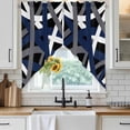 Abstract Art Swag Curtain Valance for Window 2 Panels Blue White Black ...