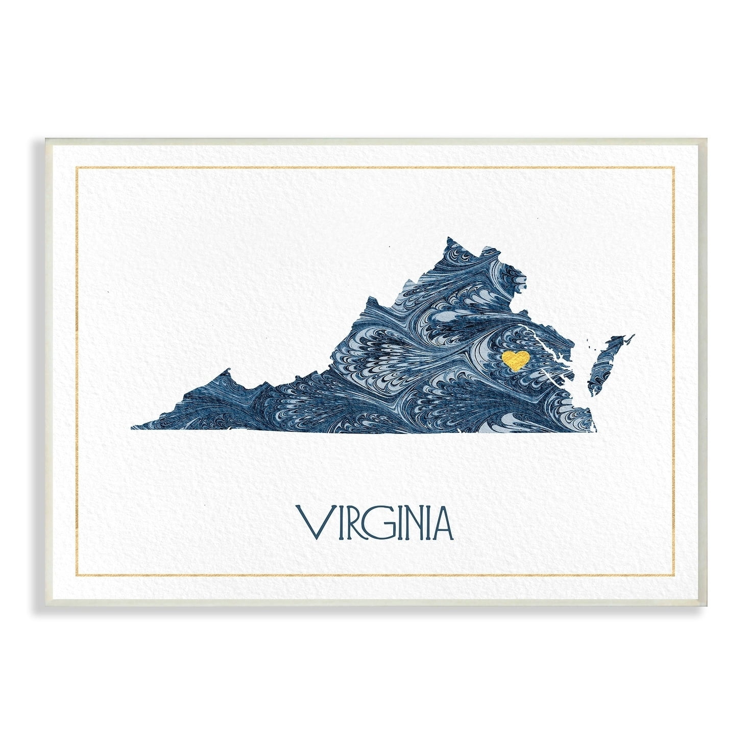 The Stupell Home Decor Virginia Minimal Blue Marbled Paper Silhouette Wall Plaque Art