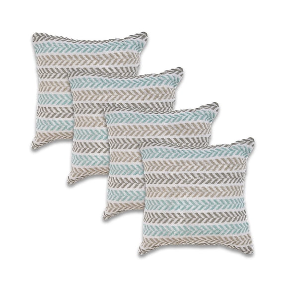 LR Home Altair Cotton Pillow Set of 4 in Blue/Gray, 18" x 18"