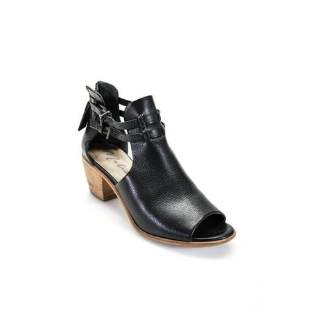 

Pre-owned|Matisse Womens Black Leather Buckle Peep Toe Ankle Strap Sandals Shoes Size 7.5M