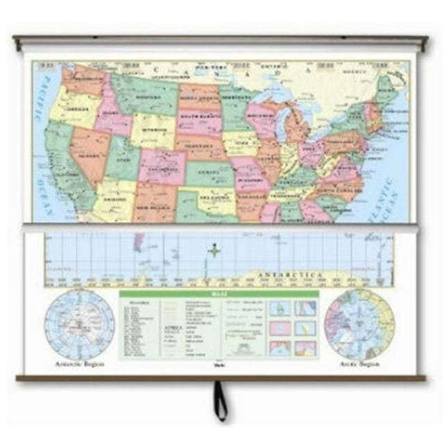 Universal Map 28474 US-World Essentiel Combo Mur Map - Panneau Arrière