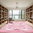 thumbnail image 2 of ODIKA 2'x3' Machine Washable Non-Slip Area Rug, Geometric Pink High Traffic Rug, Pink, 1084137, 2 of 7