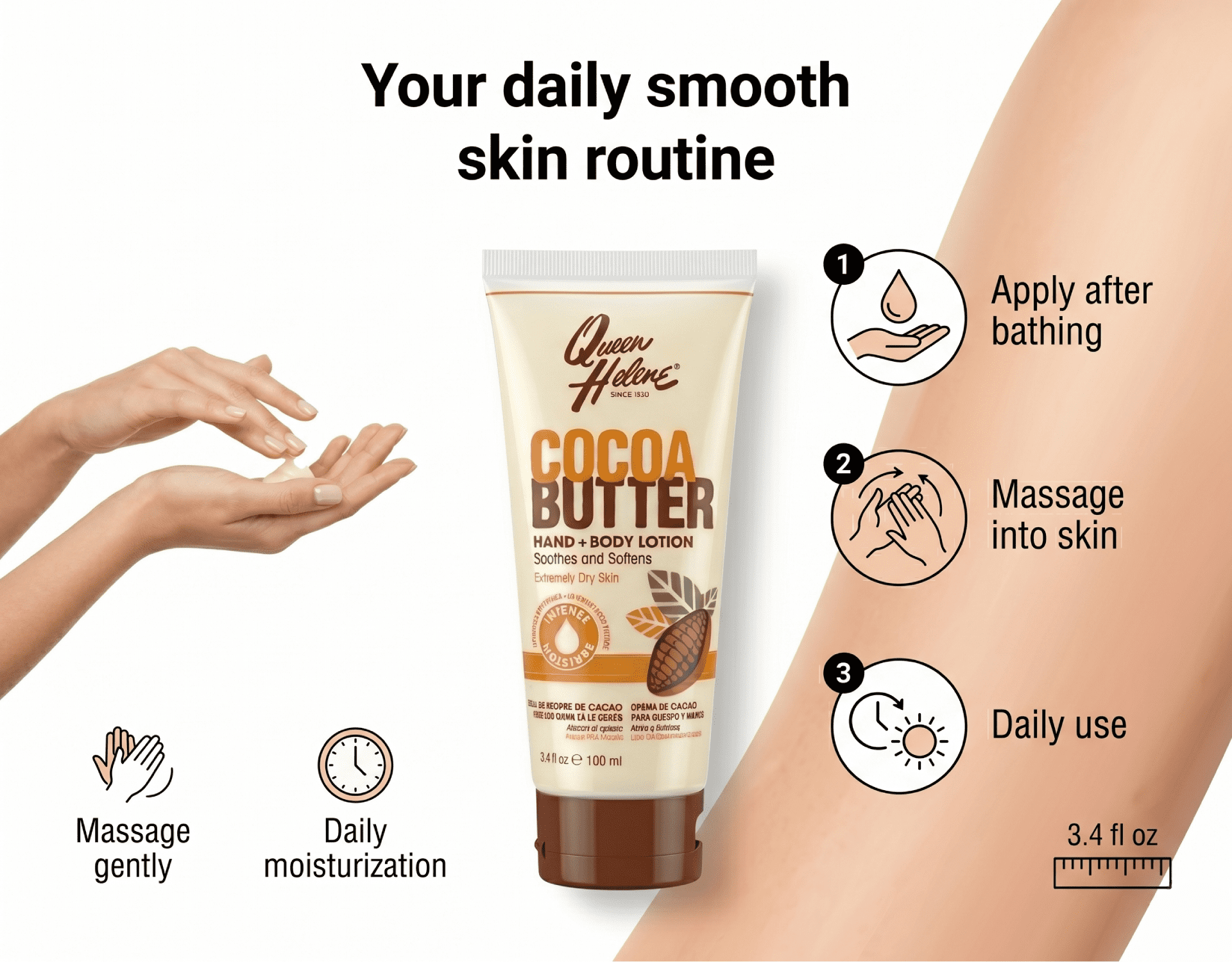 Queen Helene Cocoa Butter Face & Body Cream, 4.8 Oz (Packaging May