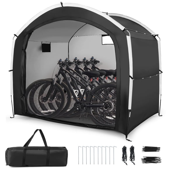 Gymax Bike Storage Tent w/ Window Floor Portable Garage Shed for 5 Bikes Garden Tools
