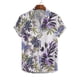 thumbnail image 2 of Camisas Para Hombre Manga Larga Casual Hombres Solapa Estampado Contraste Color Manga corta Puño Botón Estilo puerto Camisa floral Playa de Top de verano hawaiano (Purple, XL), 2 of 3