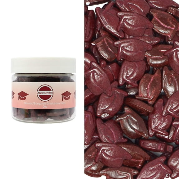 Mystic Sprinkles Candy Shapes Graduation Caps 2oz - Maroon/Burgundy