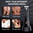 thumbnail image 5 of LARGNER Men's Body Hair Trimmer & Groin Shaver, Skin-Safe Ceramic Blade Manscaping Clipper for Home, IPX5 Waterproof, LED Display & Dock, Black, 5 of 8