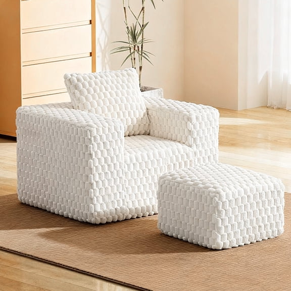 Eyisean 43" Bean Bag Chair, Single Seat Sofa Chair, Reading Boneless Armchairs with Ottoman for Living Room Bedroom Apartment, Plush Corduroy Fabric, No Assembly Required