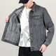 thumbnail image 3 of Chaqueta vaquera azul con botones para hombre, otoño, color negro, con bordado, abrigo vaquero para hombre, estampado, talla grande, ropa de abrigo de alta calidad, talla L, nueva en talla grande, 3 of 5