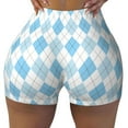 thumbnail image 2 of Lsque Blue and White Squares Pattern High Waisted Biker Shorts for Women-Tummy Control Fitness Athletic Workout Running Yoga Gym Shorts,Moisture-Wicking-Medium, 2 of 9