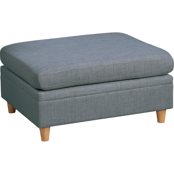 Knubmt Upholstered Ottoman with Wooden Legs, Fabric Cushion Footstool for Living Room, Office, Bedroom