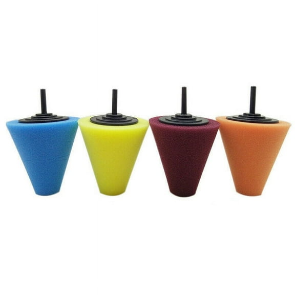 Car Wheel Hub Polish Buffing Shank Polishing Sponge Cone Metal Foam Pad for Wheels Doors and Handles 4Pcs