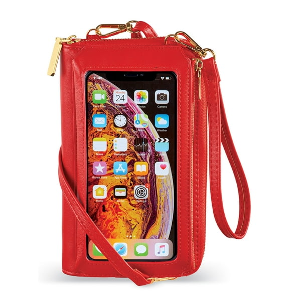 Collections Etc RFID Touch Screen Phone Wallet Crossbody Handbag