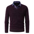 thumbnail image 3 of Mens Sweater Fake Two Piece Shirt Collar , Slim Fit Lightweight Sweatshirts Knitted Pullover for Casual/Dressy Wear, 3 of 3