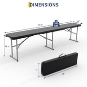 6FT Folding Bench 2 Pack, Heavy Duty Portable Plastic Outdoor Bench with Carry Handle & Safety Lock, Foldable Seating for Soccer, Picnic, Camping, Party, Garden